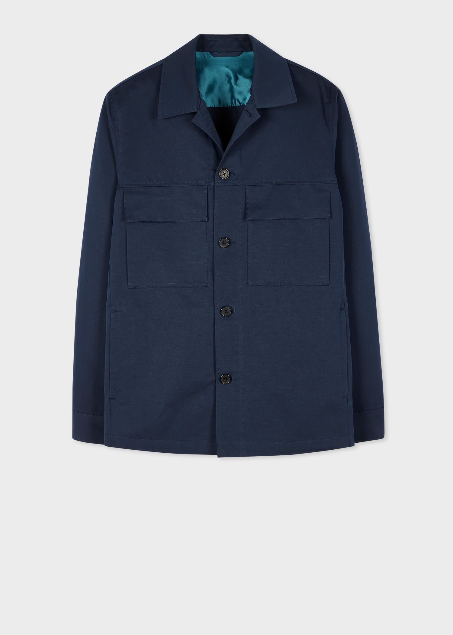 Paul Smith Navy Cotton-Linen Shirt Jacket Blue