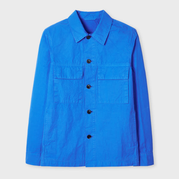 Paul Smith Cobalt Blue Cotton-linen Overshirt In Blue