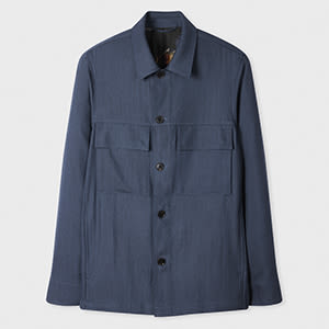 Paul Smith Washed Navy Textured Wool-lyocell Overshirt Blue In Multi