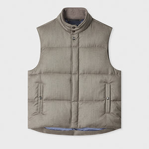 Paul Smith Grey Overdyed Wool-cashmere Flannel Down Gilet In Gray