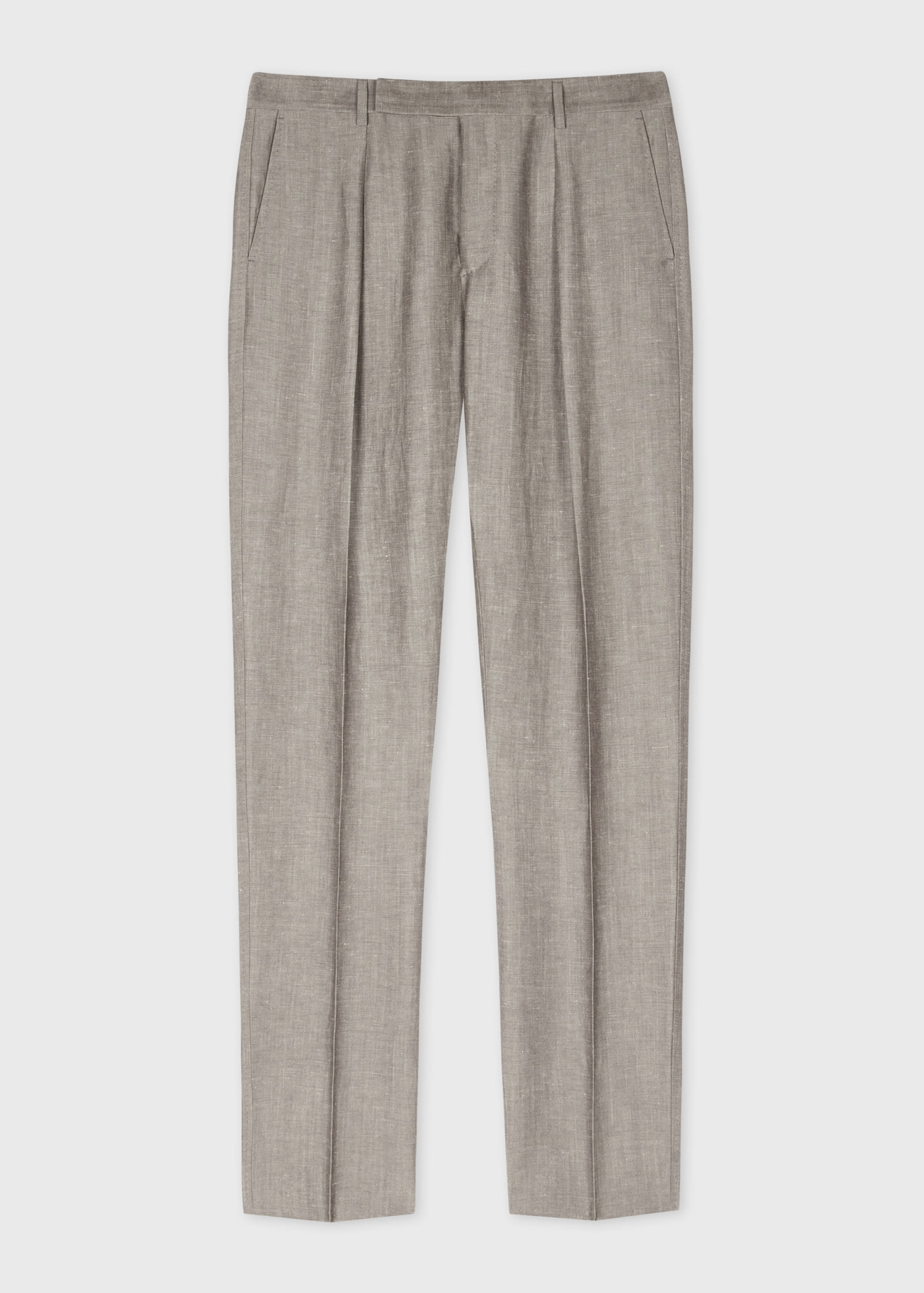 Paul Smith Tapered-Fit Light Brown Linen-Wool Pleated Trousers
