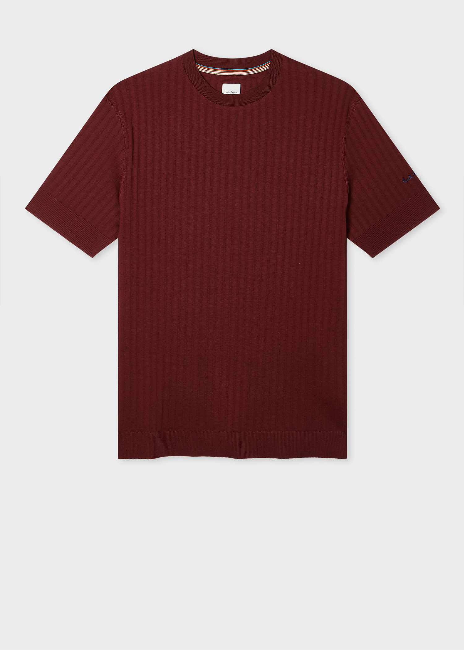 Paul Smith Burgundy Integrated Rib Cotton T-shirt Red In Red