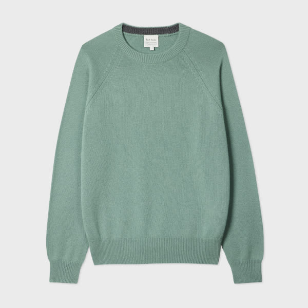 Paul Smith Sage Green Cashmere Crew Neck Sweater In Green