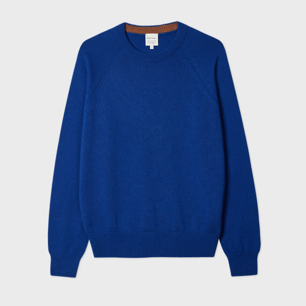 Paul Smith Cobalt Blue Cashmere Crew Neck Sweater In Blue