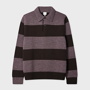 Paul Smith Mauve Block Stripe Knitted Polo Sweater Purple In Purple