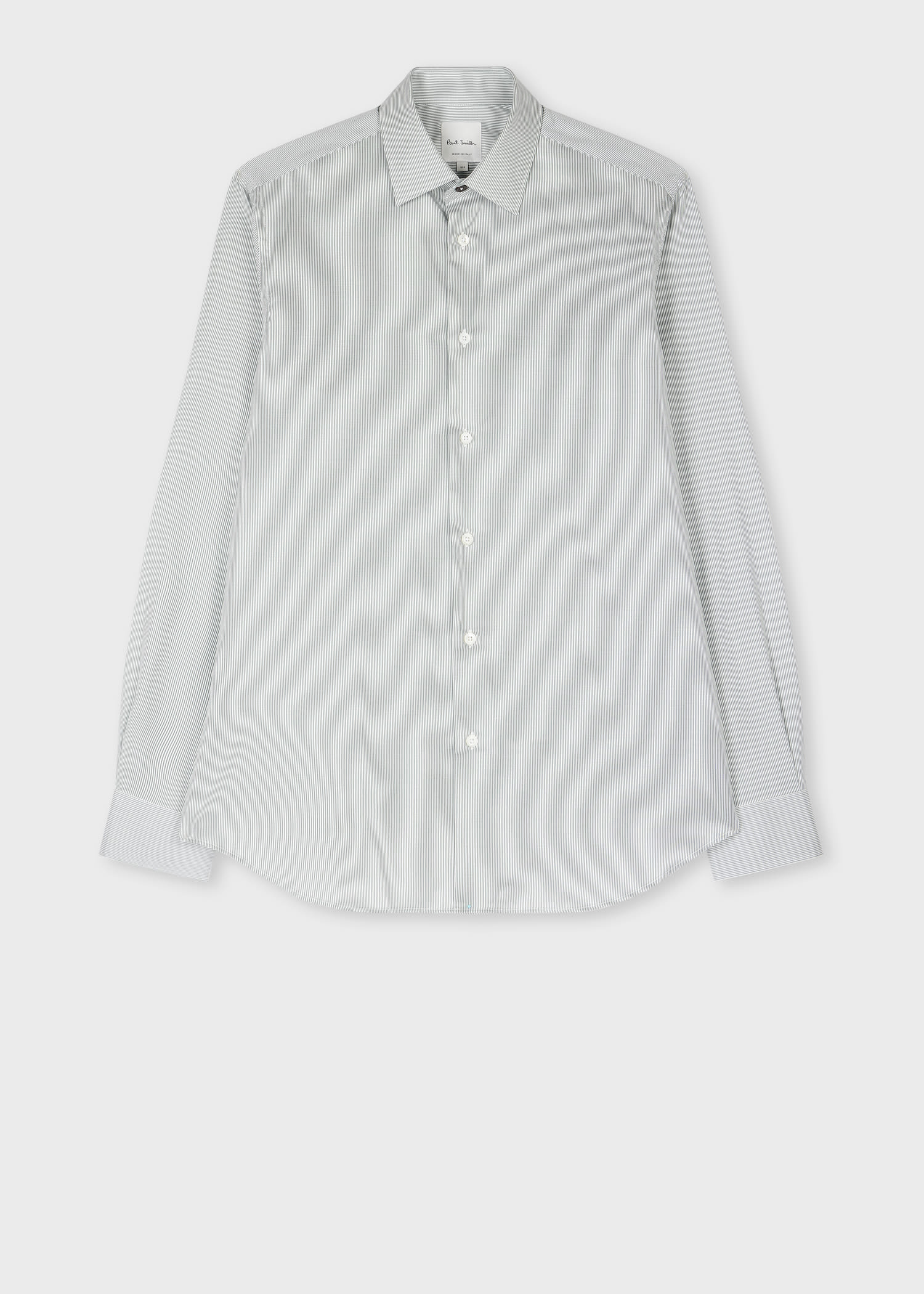 Paul Smith Tailored-Fit Green Stripe Cotton Shirt