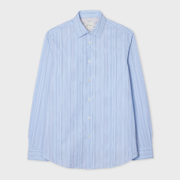Paul Smith Tailored-Fit Blue Subtle Stripe Cotton Shirt