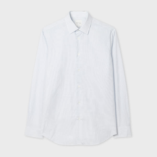 Paul Smith Light Blue Tailored-Fit 'Micro Geometric' Print Shirt