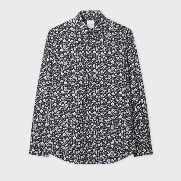 Paul Smith Ink Black Tailored-Fit 'Pencil Floral' Shirt