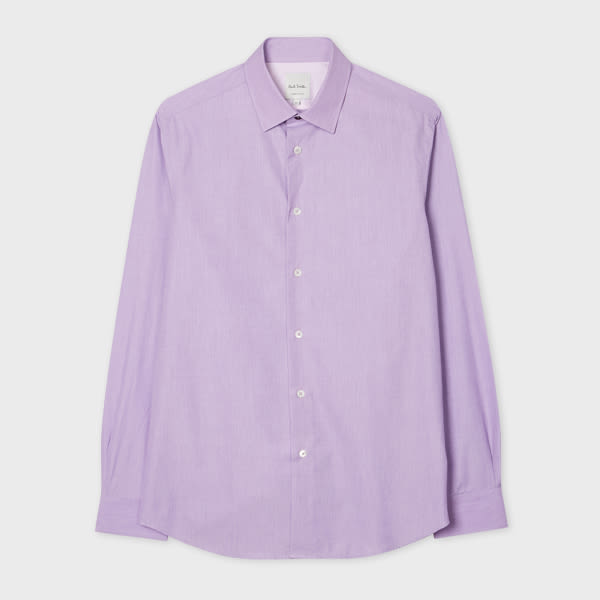 Paul Smith Tailored-Fit Lilac End-On-End Cotton Shirt Purple