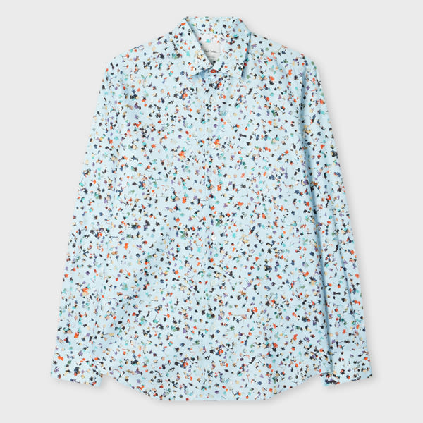 Paul Smith Tailored-Fit Pale Blue 'Multi Daisy' Print Shirt
