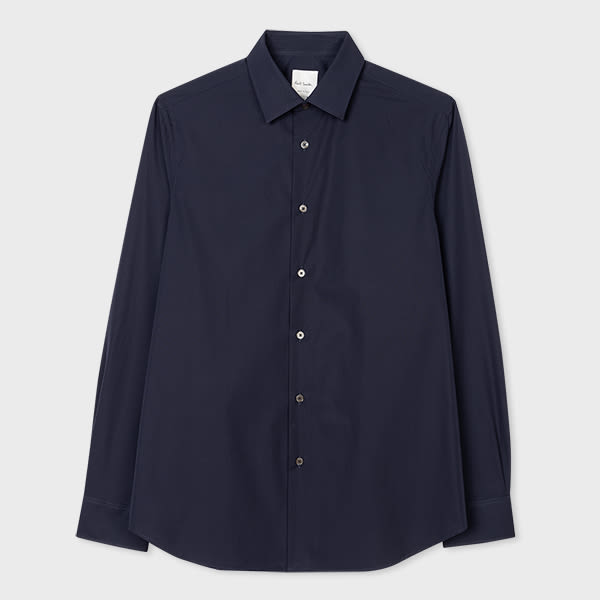 Paul Smith Tailored-Fit Navy Cotton 'Signature Stripe' Cuff Shirt Blue