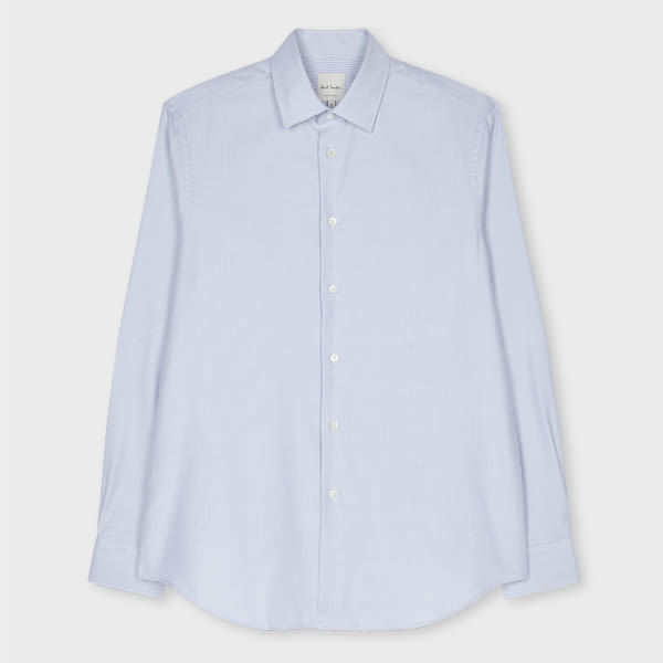 Paul Smith Tailored-Fit Light Blue 'Mini Geo' Easy-Care Cotton Shirt