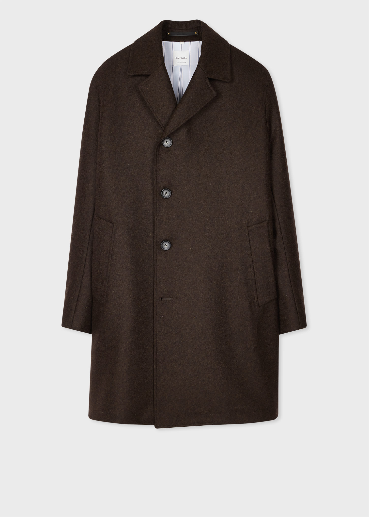 Paul Smith Dark Brown Melton Wool Overcoat In Brown