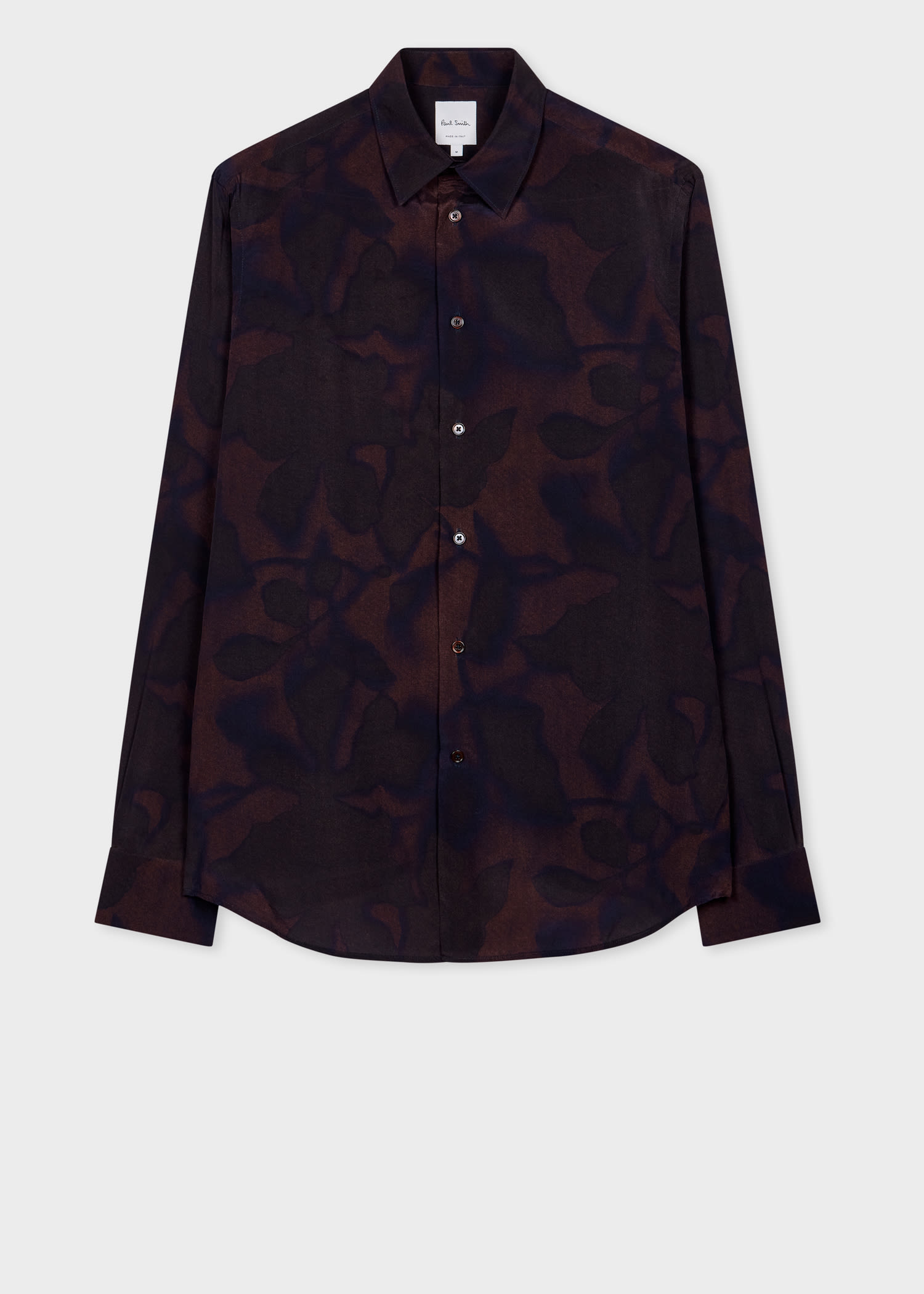 Paul Smith Dark Mauve 'Photogram Leaves' Viscose Shirt Grey
