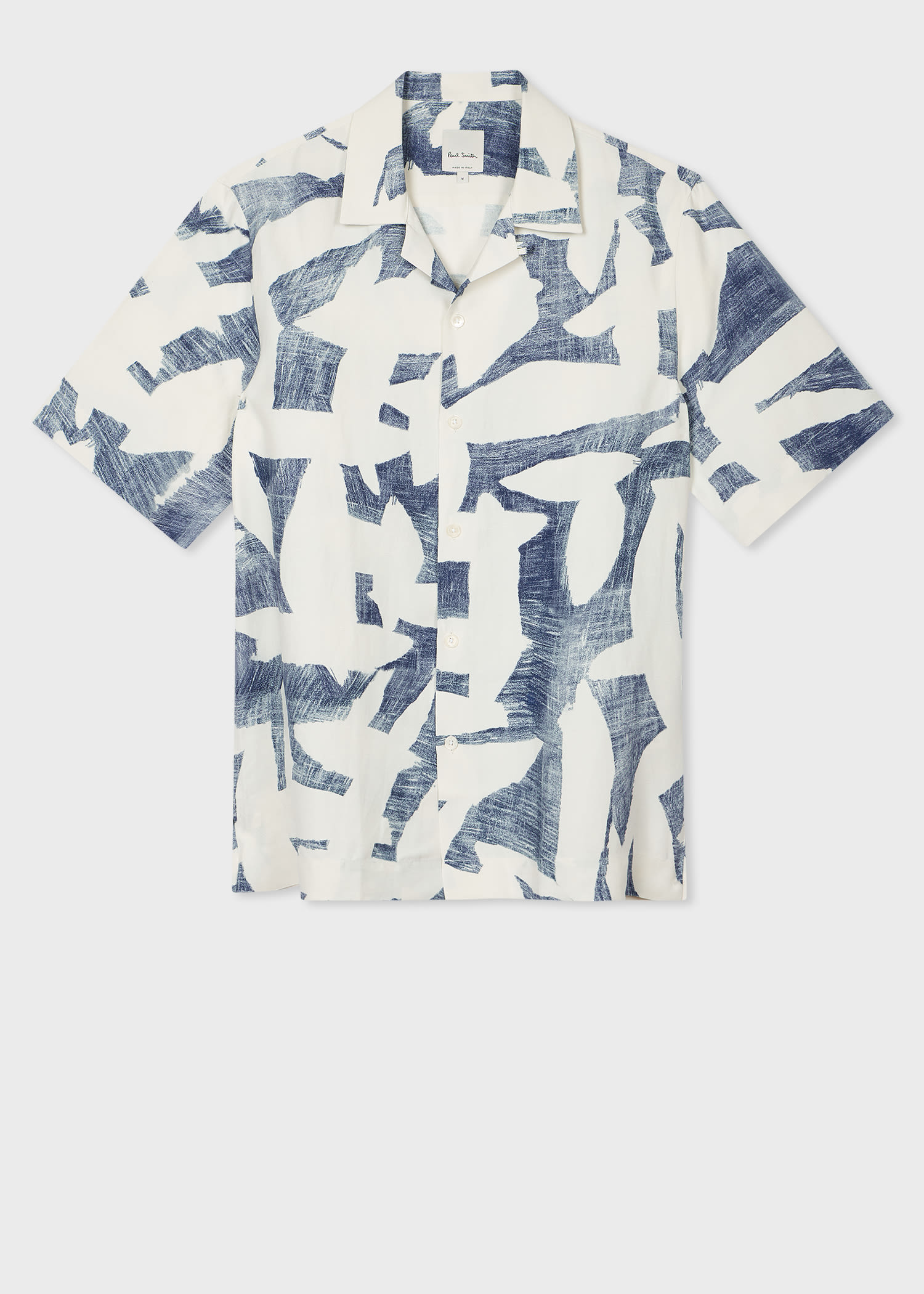 Paul Smith Blue 'Abstract Cutout' Viscose-Linen Shirt