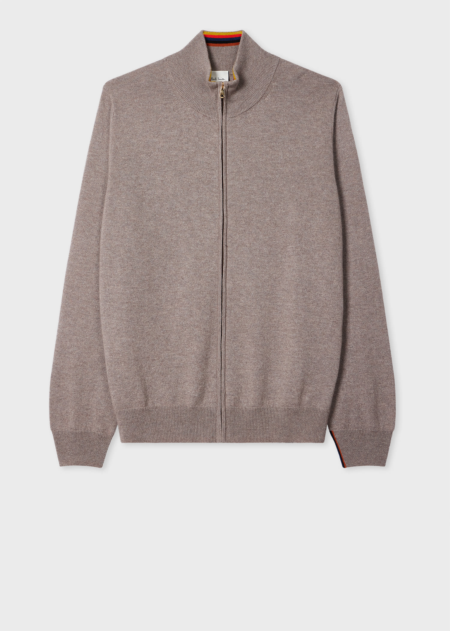Paul Smith Oatmeal Cashmere Full-zip Cardigan Grey In Gray