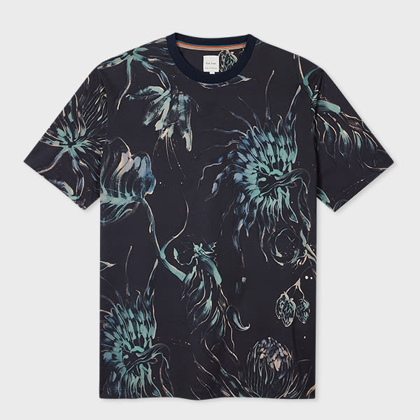 Paul Smith Navy 'Thistleberry' Print T-Shirt Blue