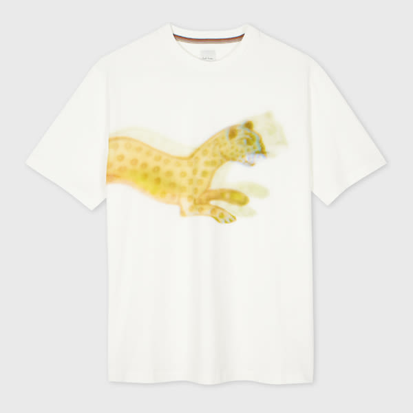 PAUL SMITH WHITE 'LEOPARD' PRINT T-SHIRT
