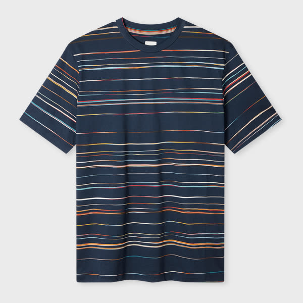 PAUL SMITH NAVY 'SIGNATURE PINSTRIPE' T-SHIRT BLUE