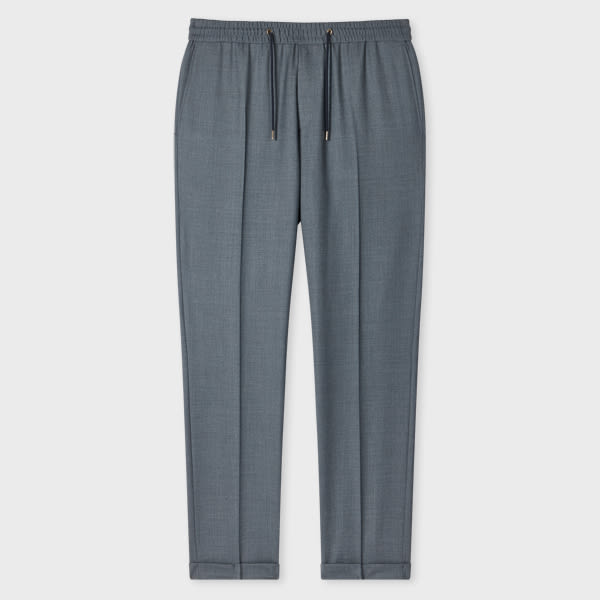 Paul Smith A Suit To Travel In - Slim-fit Blue Marl Drawstring-waist Wool Trousers In Gray