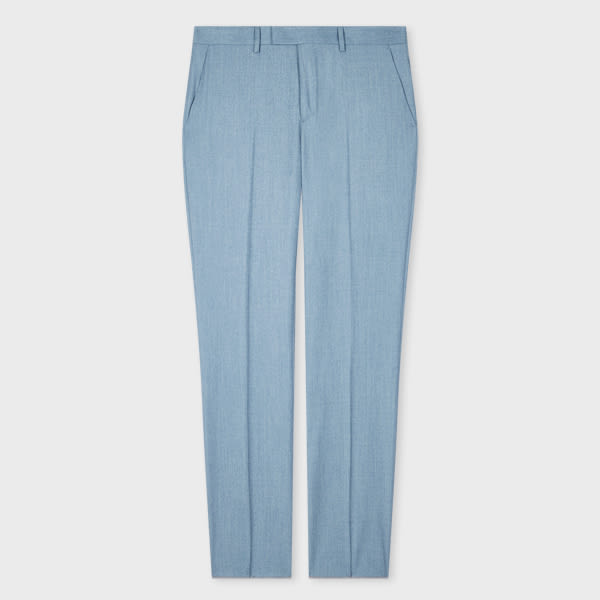 PAUL SMITH TAPERED-FIT LIGHT BLUE WOOL-CASHMERE FLANNEL TROUSERS