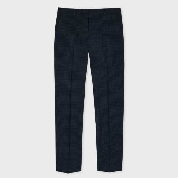 Paul Smith Tapered-Fit Navy Gingham Check Stretch-Wool Trousers Blue