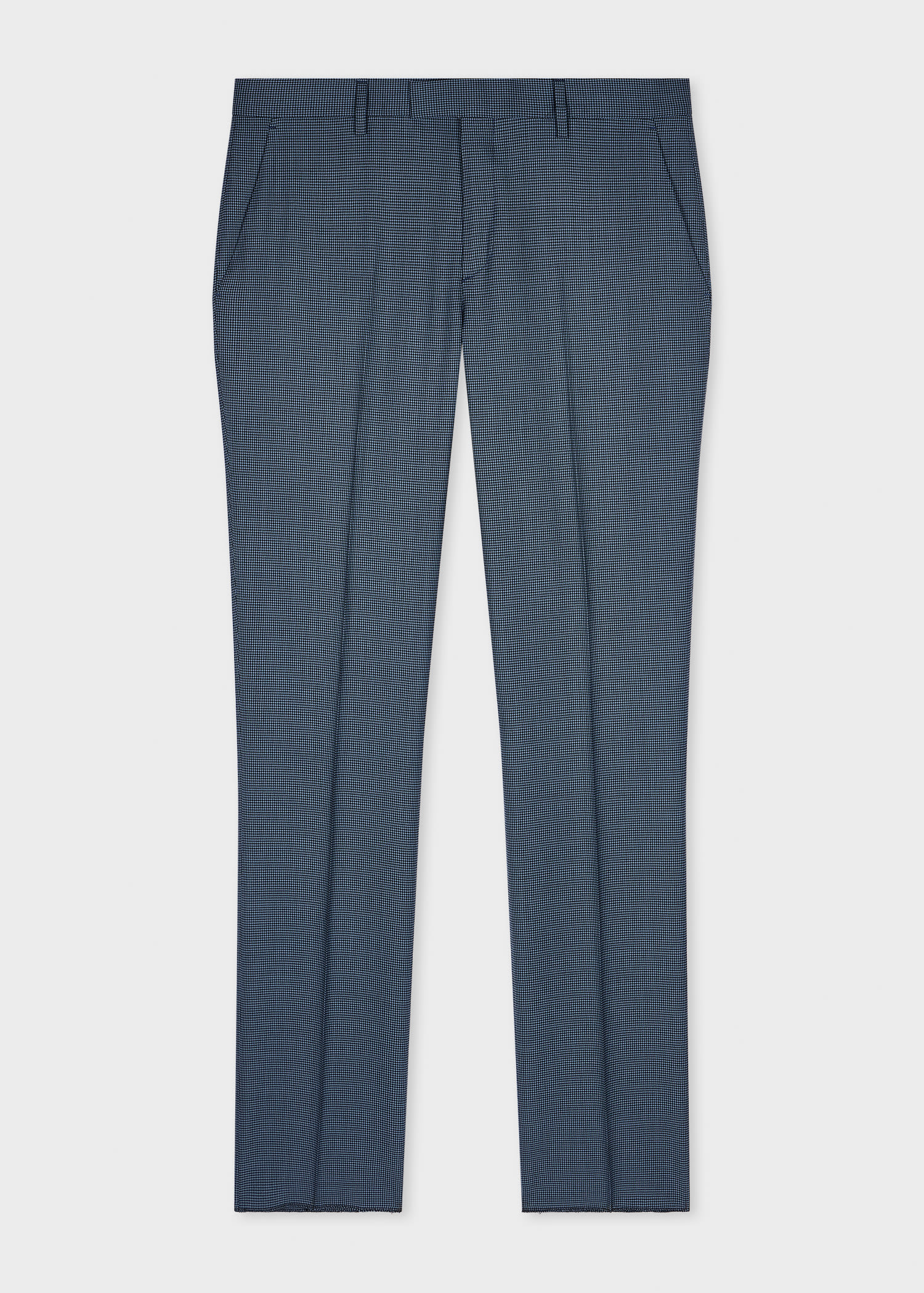 Paul Smith Blue Overdyed Micro-Houndstooth Wool Trousers