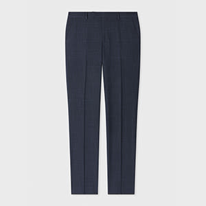 Paul Smith Navy Check Stretch-wool Trousers Blue In Blue