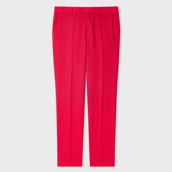 Paul Smith Tapered-Fit Fuchsia Linen Trousers Pink