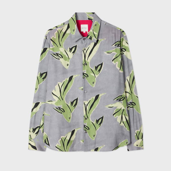 Paul Smith Mauve Le Peche Fish Print Viscose Shirt Purple
