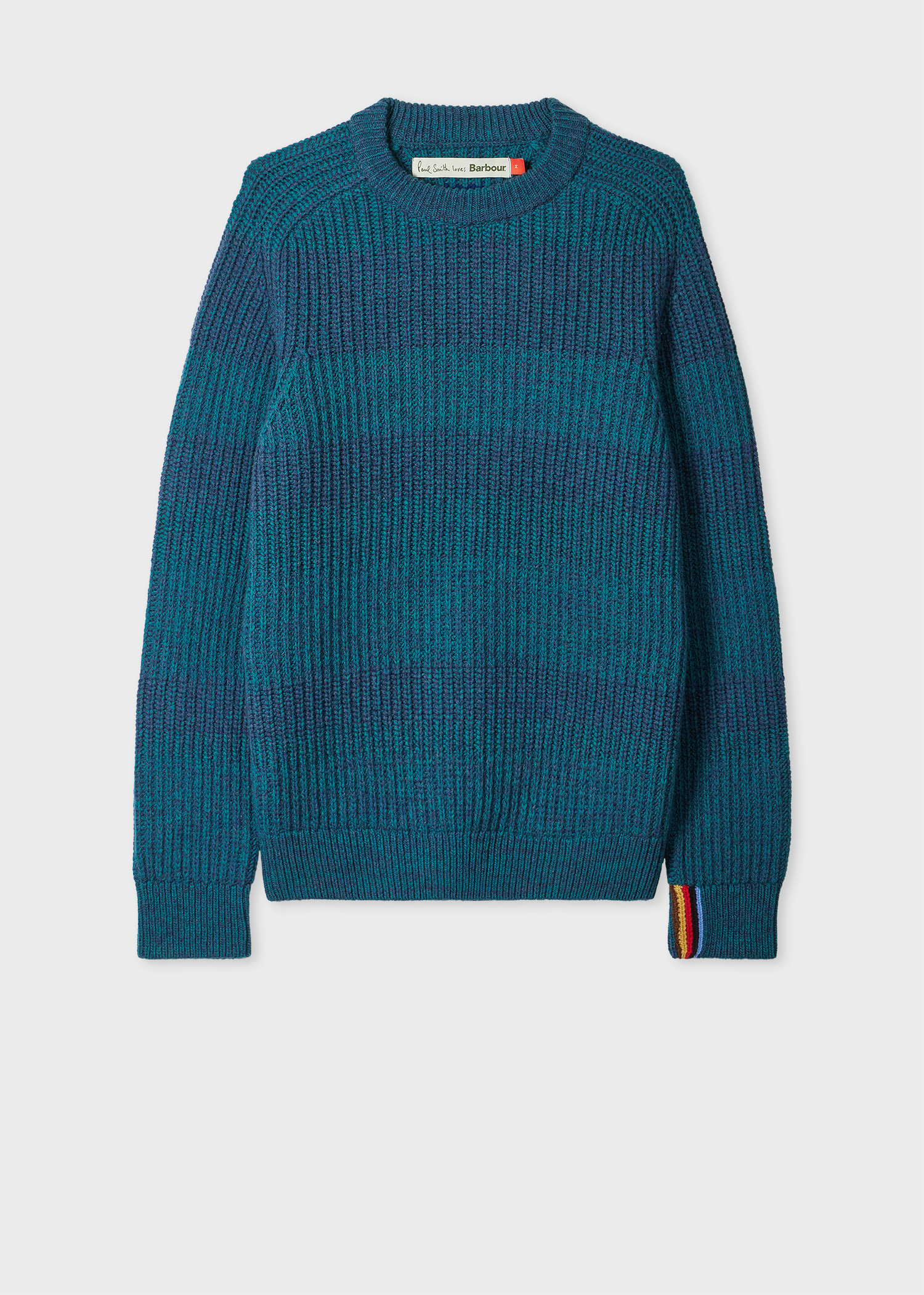Paul Smith Loves Barbour - Rosette Blue Saddle Crew Neck Sweater Grey