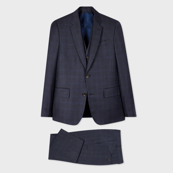 Paul Smith The Soho - Tailored-Fit Dark Blue Check Wool Three-Piece Suit