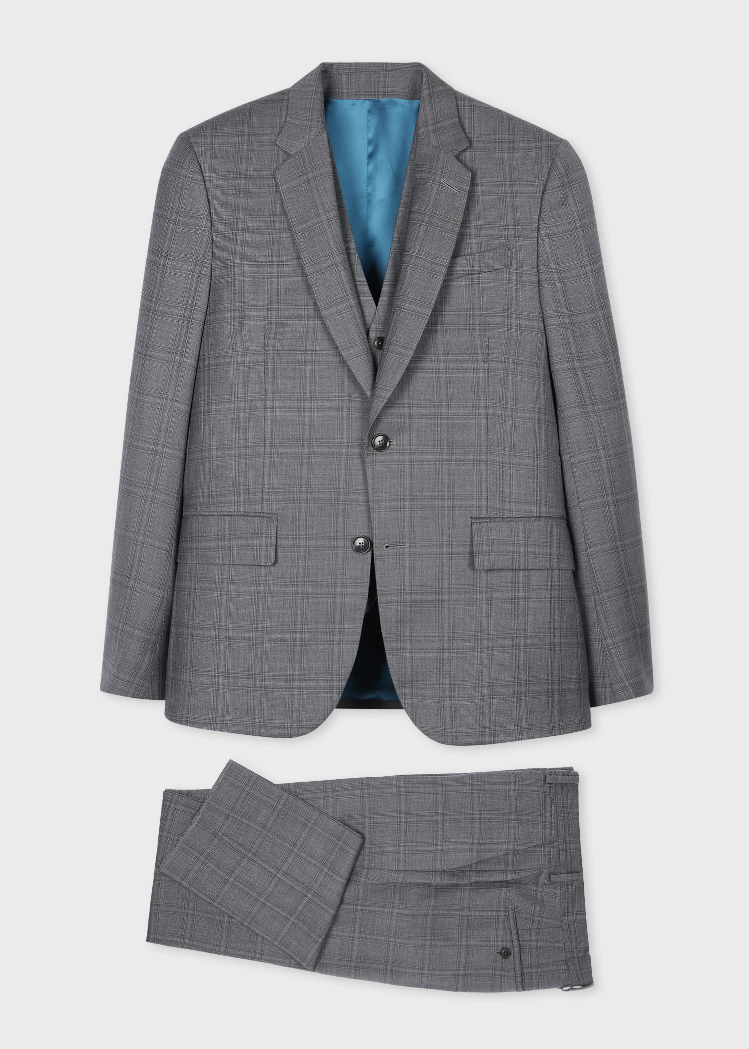 Paul Smith The Soho - Tailored-fit Grey Superfine Merino Wool Check Three-piece Suit In Grey