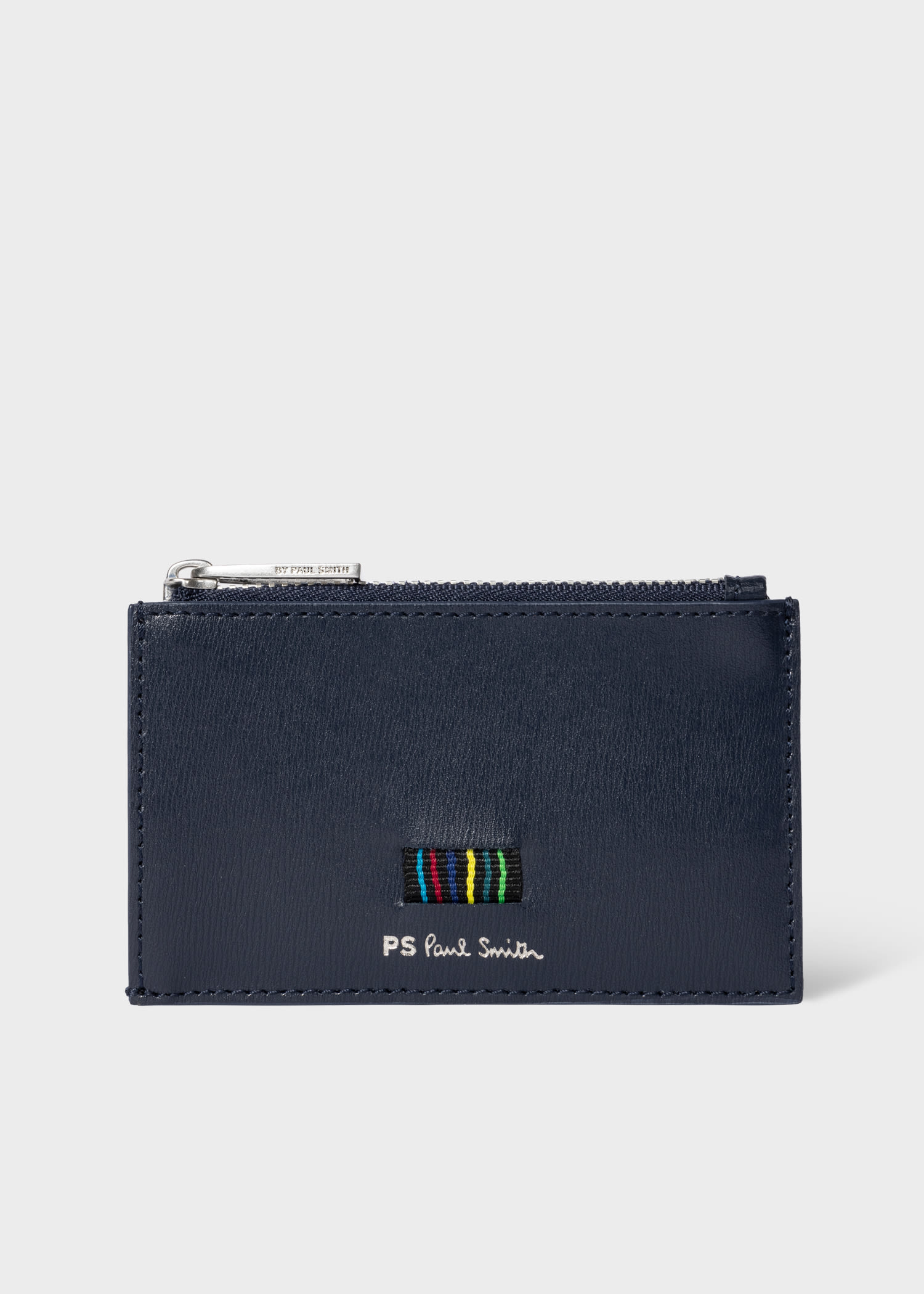 Ps By Paul Smith Navy 'sports Stripe' Zip Card Holder Blue