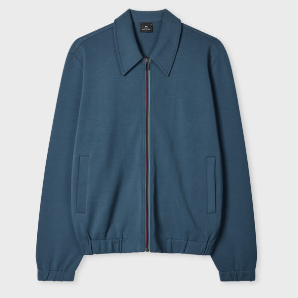 Ps By Paul Smith Steel Blue Cotton-modal Zip-front Sweatshirt Grey In Gray