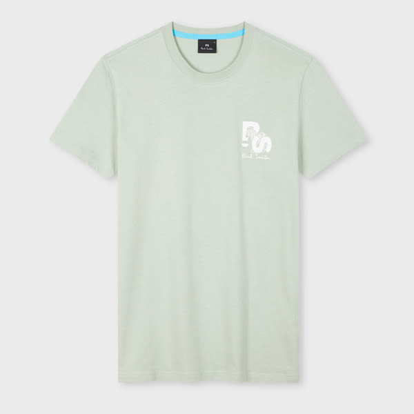 Ps By Paul Smith Washed Green Slim-fit Tilt Zebra Logo T-shirt