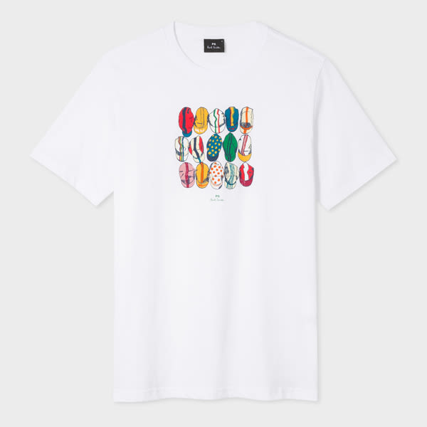 PS Paul Smith White 'Cycling Caps' Cotton T-Shirt