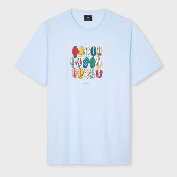 PS Paul Smith Sky Blue 'Cycling Caps' Print T-Shirt