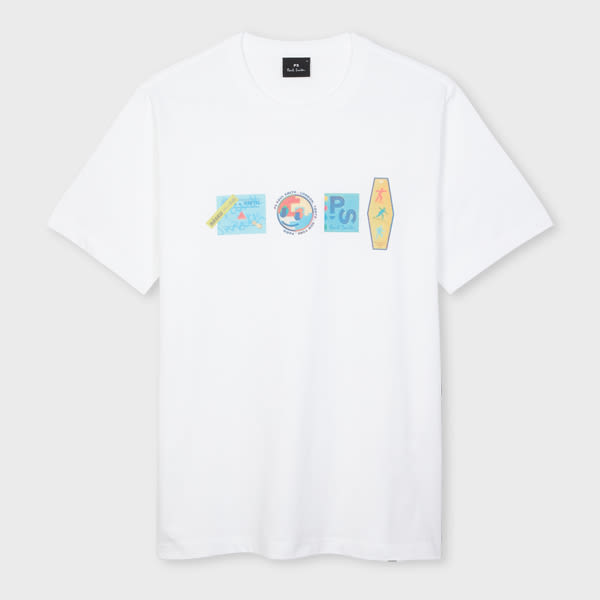 PS Paul Smith White 'Stickers' Print T-Shirt