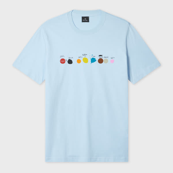 PS Paul Smith Light Blue 'Paint Dots' Print T-Shirt