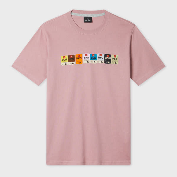 Ps By Paul Smith Powder Pink 'ticket Stubs' Print T-shirt Purple In Pink