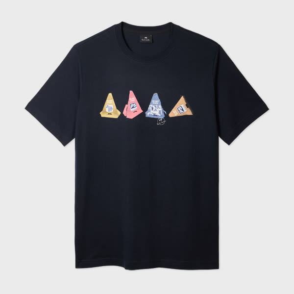 Ps By Paul Smith Navy 'cones' Print T-shirt Blue In Blue
