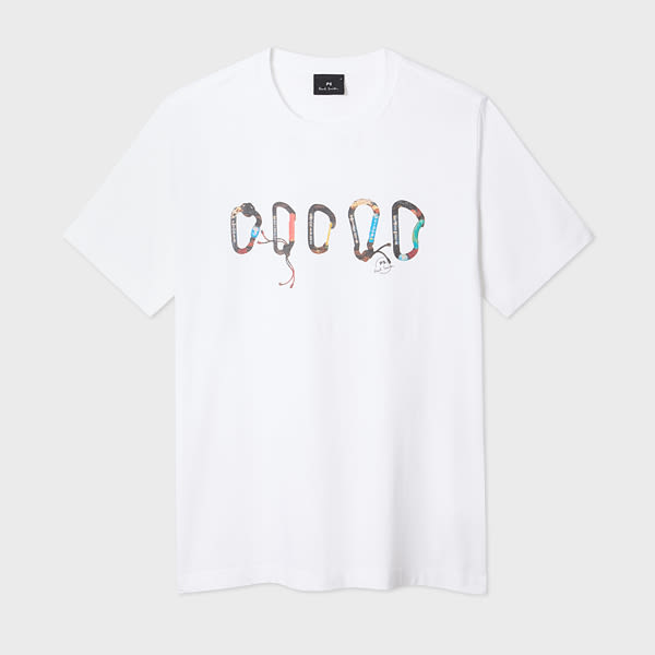 Ps By Paul Smith White 'carabiner' Print T-shirt In White