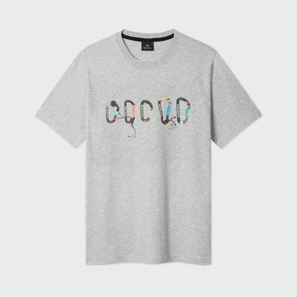 Ps By Paul Smith Grey 'carabiner' Print T-shirt In Gray