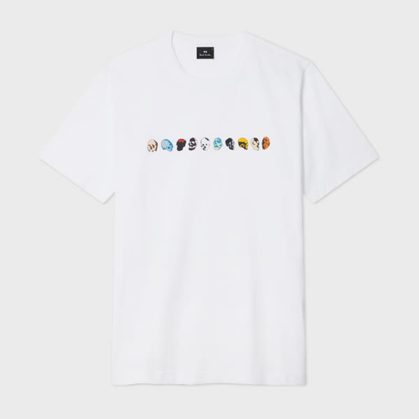Ps By Paul Smith White 'mini Skulls' Print T-shirt In White