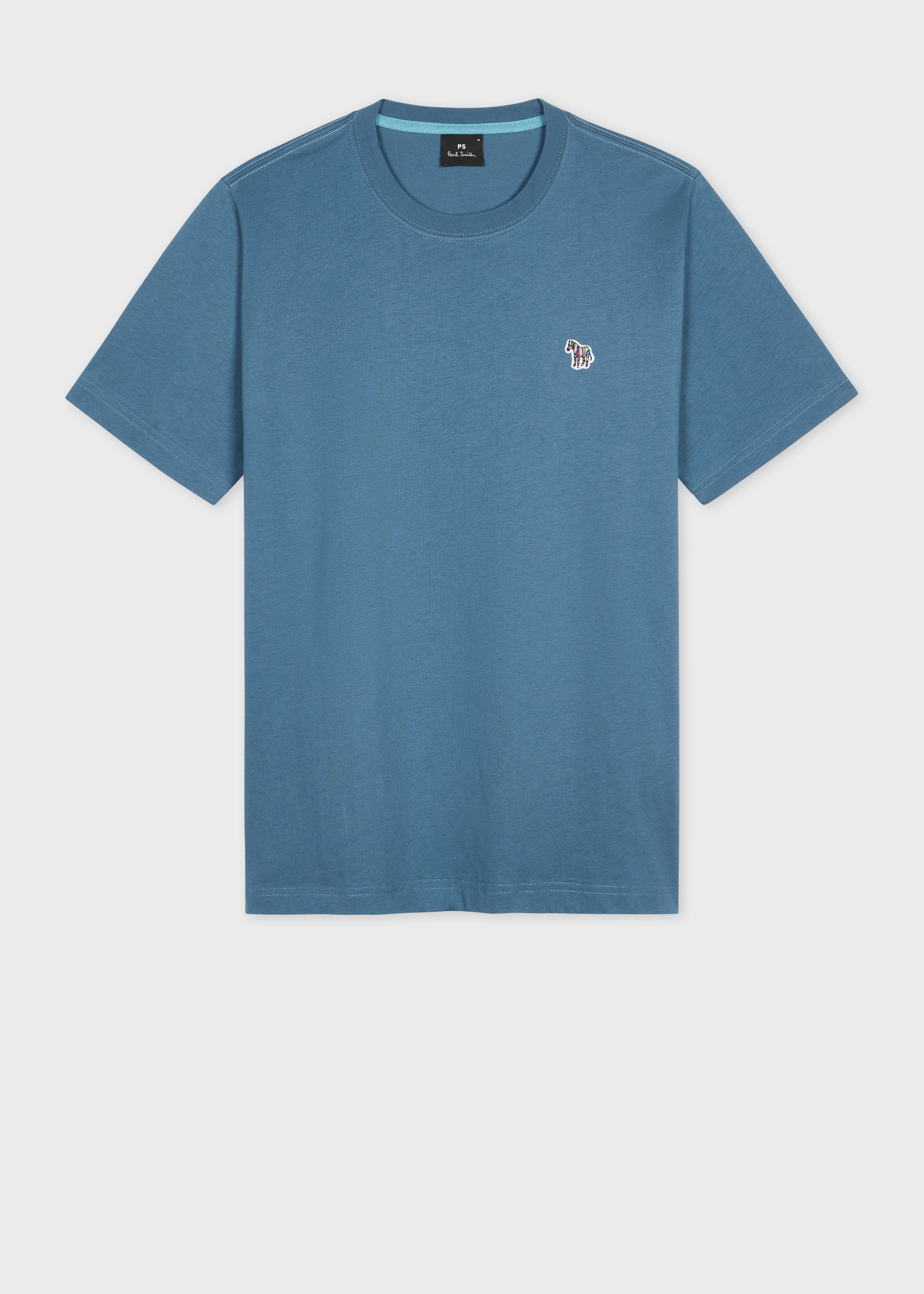 Ps By Paul Smith Slate Blue Organic Cotton Zebra Logo T-shirt In Blue
