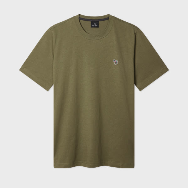 Ps By Paul Smith Khaki Green Organic Cotton Zebra Logo T-shirt In Green