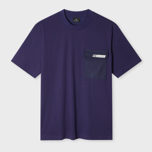 PS Paul Smith Dark Blue Cotton-Blend Tilt Logo T-Shirt