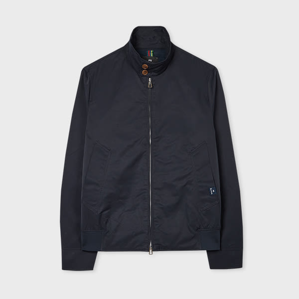 Ps By Paul Smith Stand Collar Harrington Jacket Dark Navy In Blue